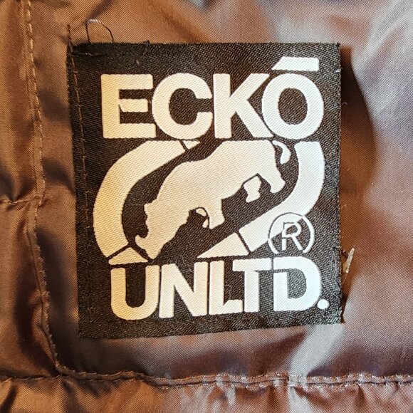 ECKO UNLTD. HOODIE FULL ZIP PUFFER JACKET BLACK/GREY MARBLED Y2K Vintage SZ 4XL - Picture 6 of 7
